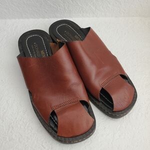 Donald J. Pliner Men's Y2K Brown Leather Slide Sandals Size 8